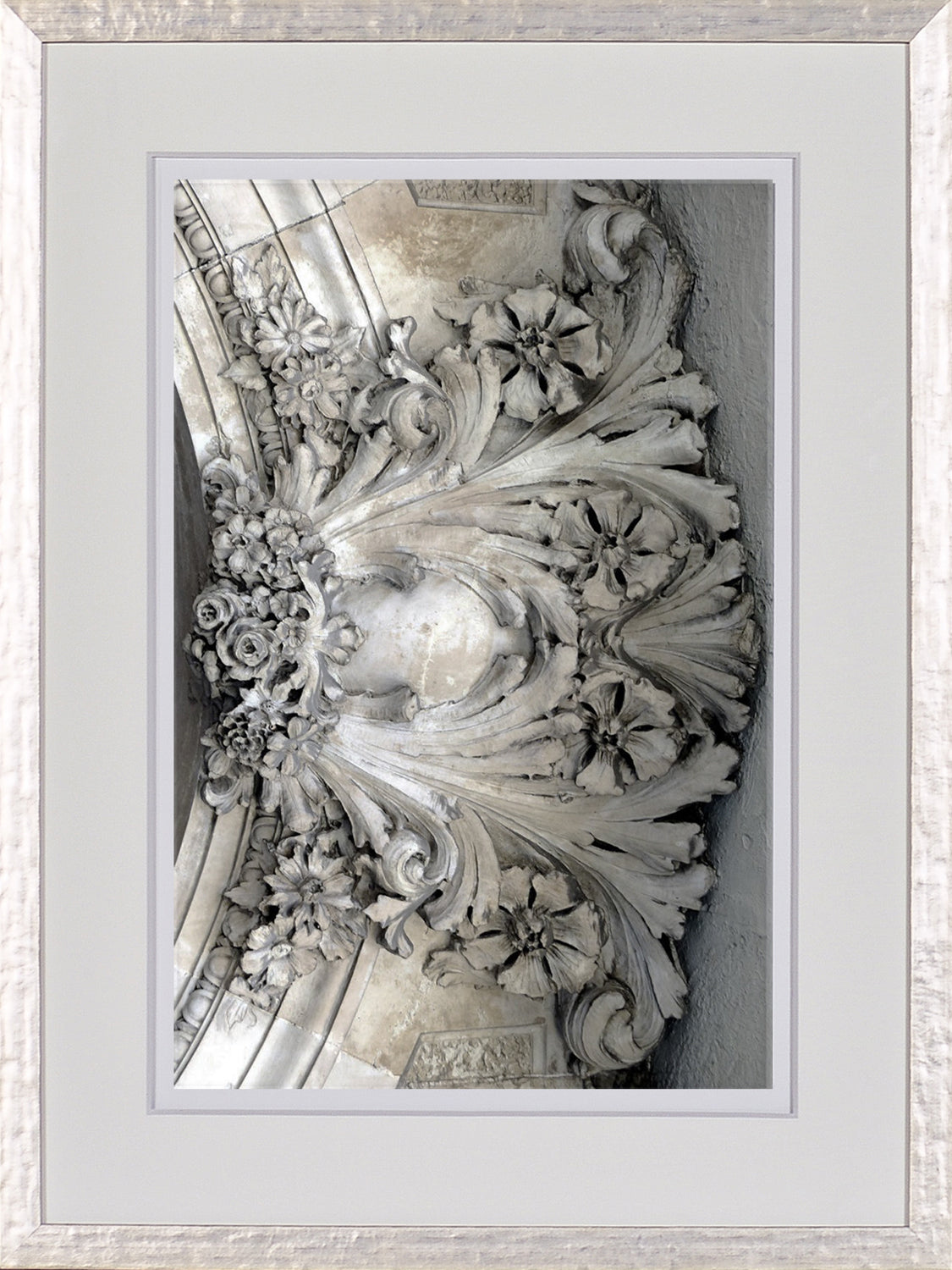 Timeworn Details VI wall art featuring intricate floral relief in gray tones