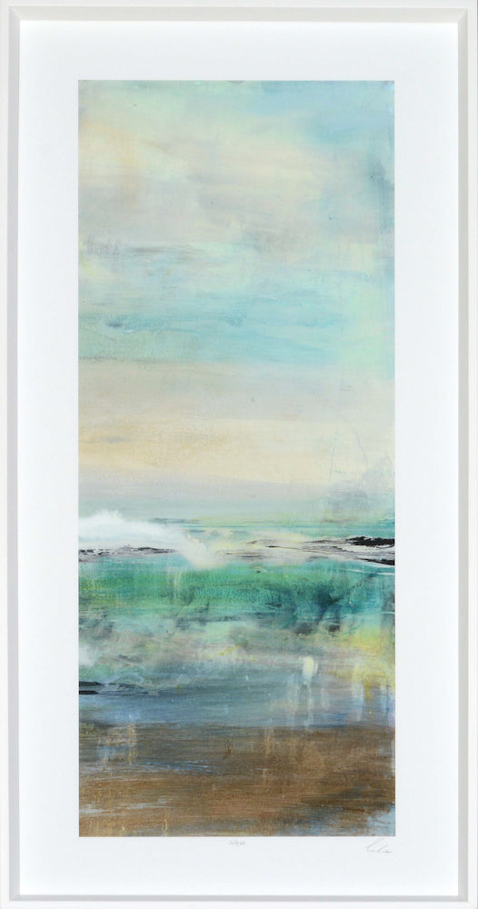 Inviting III – Limited Edition wall art featuring soft blue and beige abstract ocean scene.