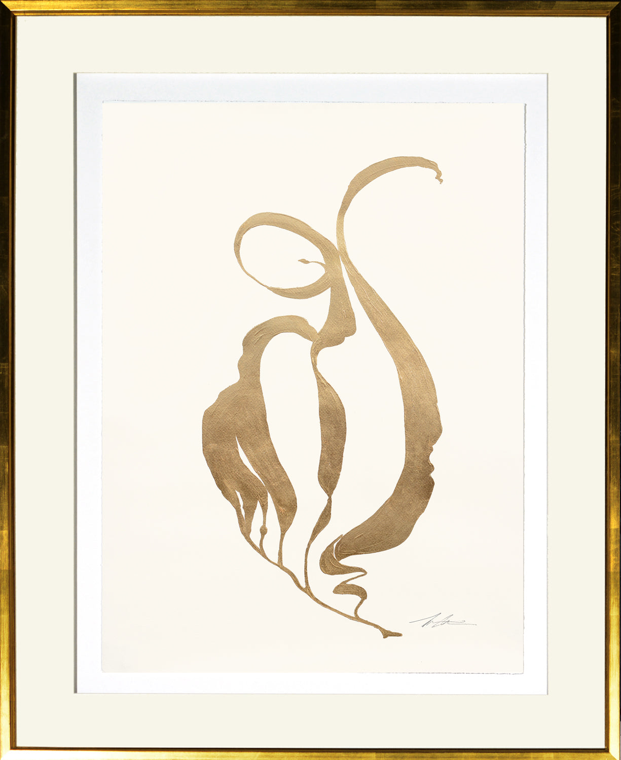 Gilded Sea Weed II wall art featuring gold abstract seaweed design on cream background.