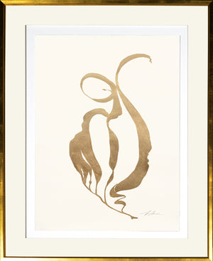 Gilded Sea Weed II wall art featuring gold abstract seaweed design on cream background.