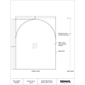 Diagram of the Lamia mirror with dimensions and details about its features.