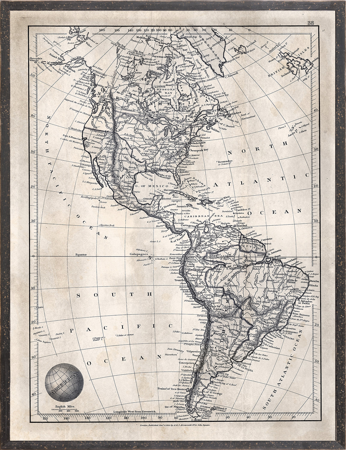 front view of MAP ARROWSMITH, AMERICA 1825 luxury Artwork