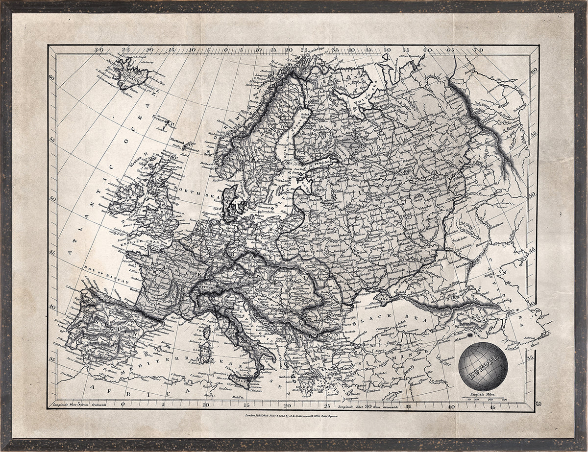 front view of MAP ARROWSMITH, EUROPE 1825 luxury Artwork