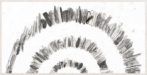 Driftwood Rainbow – Left wall art featuring a circular arrangement of gray driftwood pieces.