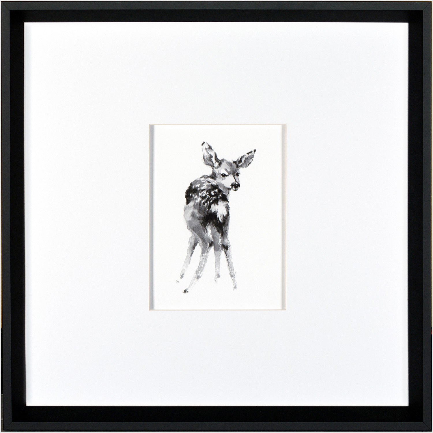 Second Look wall art featuring a watercolor deer illustration in a black frame