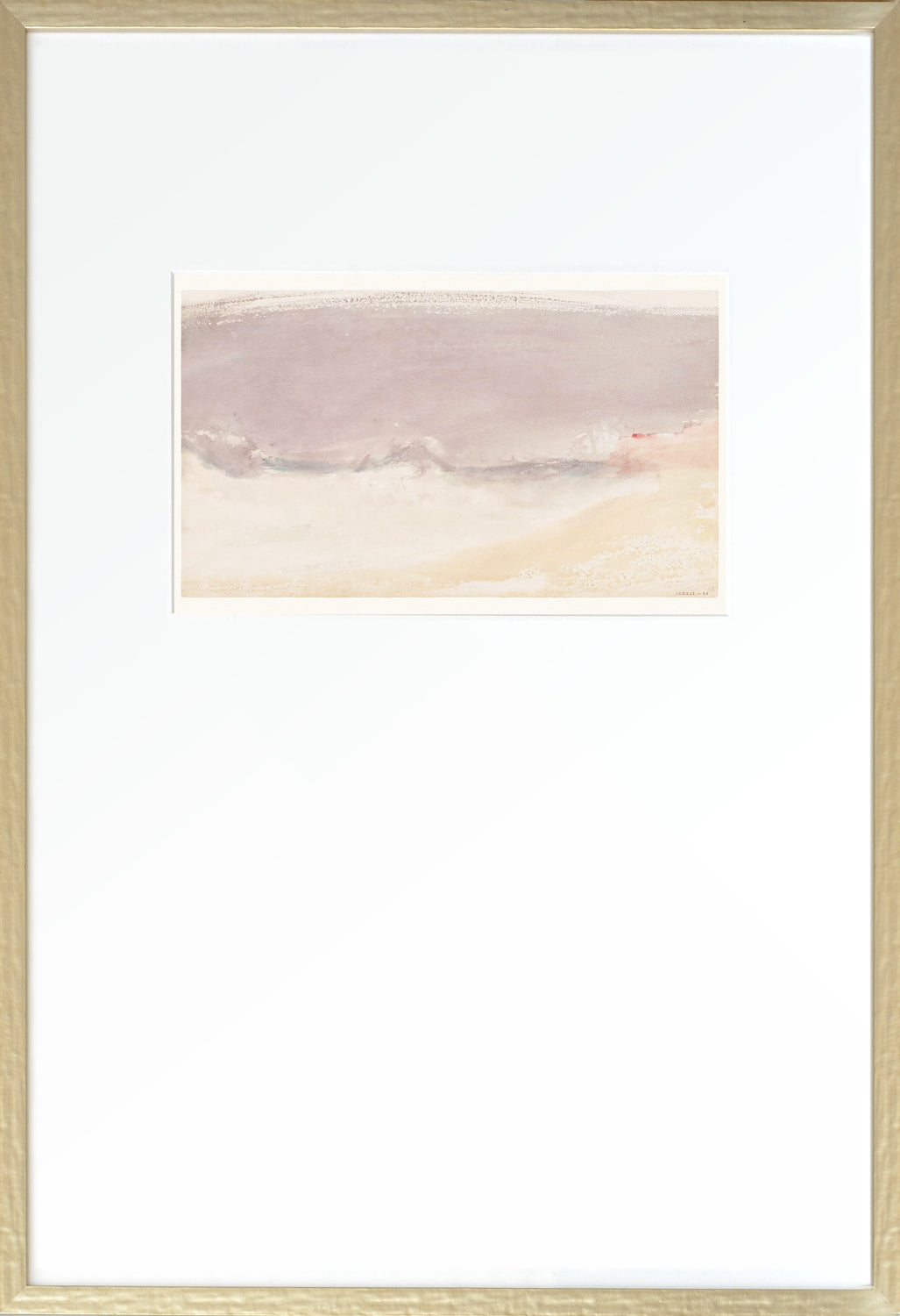 Turner Scapes – Blush III wall art featuring soft purple and beige watercolor design in a gold frame.
