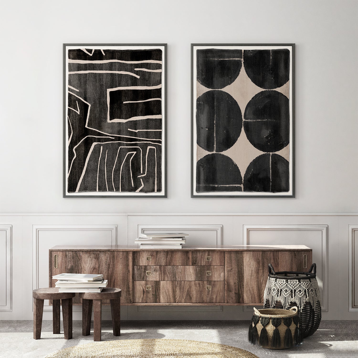 front view of Woven Tribe I luxury Artwork