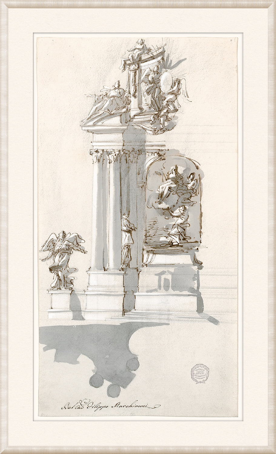 Collection 01 – Design For An Altar – 1780-90, detailed wall art with classical architecture and figures.