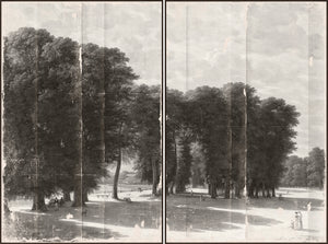 Grisaille Landscape Diptych framed art print, 110.5 × 82 in