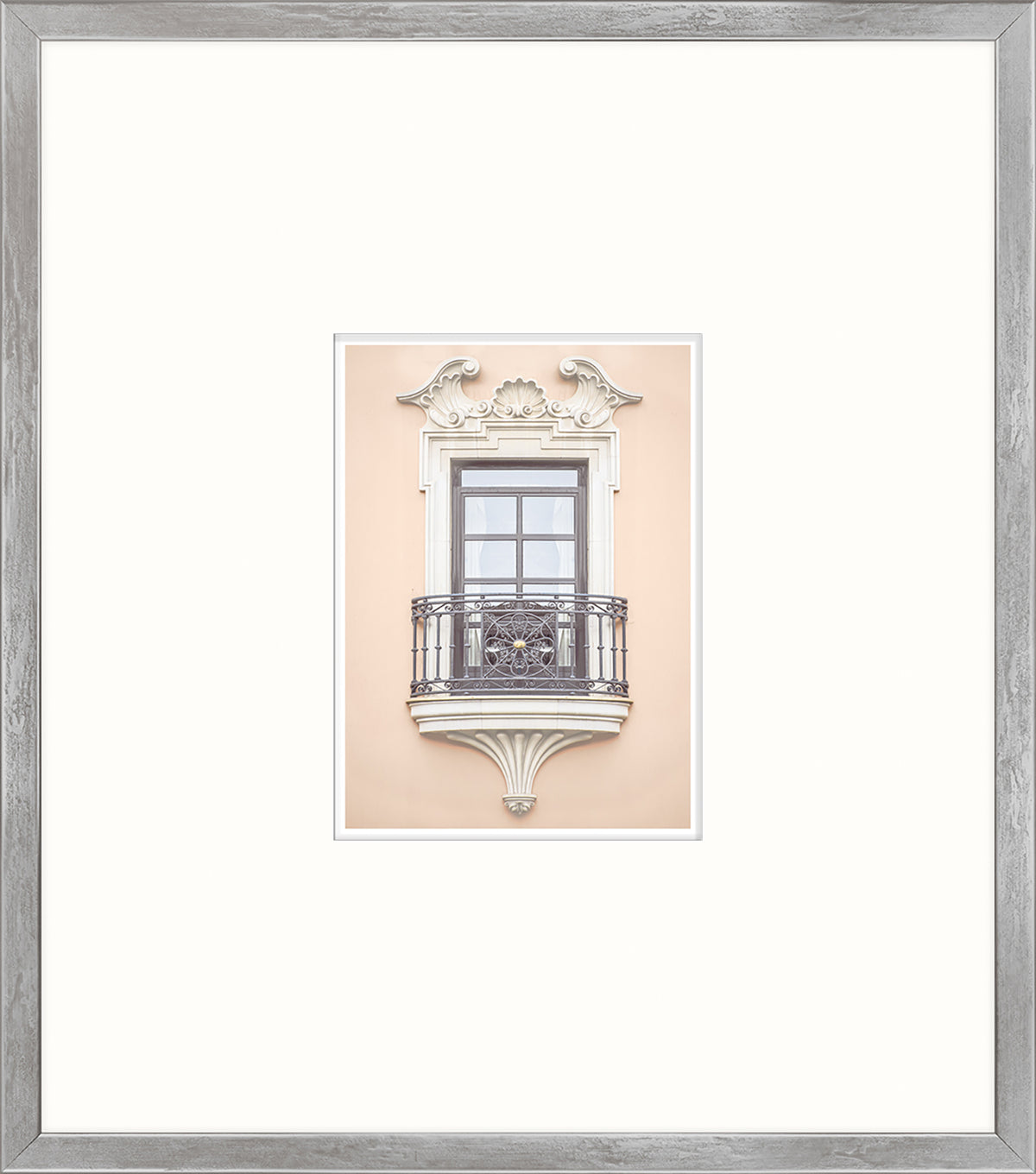 Pastel Revival Series V wall art featuring a decorative window with a balcony on a pastel wall