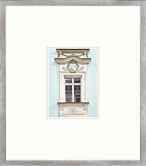 Pastel Revival Series VI wall art featuring a decorative window with light blue background.