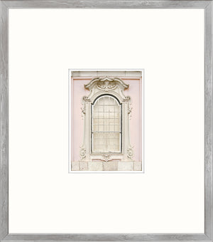 Pastel Revival Series IX wall art featuring a decorative window on a pink wall