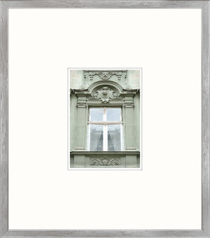 Pastel Revival Series X wall art featuring a green architectural window with intricate detailing.
