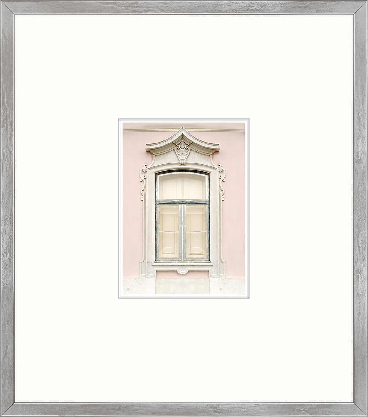 Pastel Revival Series XI wall art featuring a decorative window on a pink wall