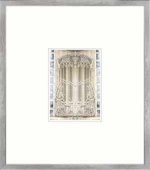Pastel Revival Series XII wall art featuring an ornate white wrought iron window design