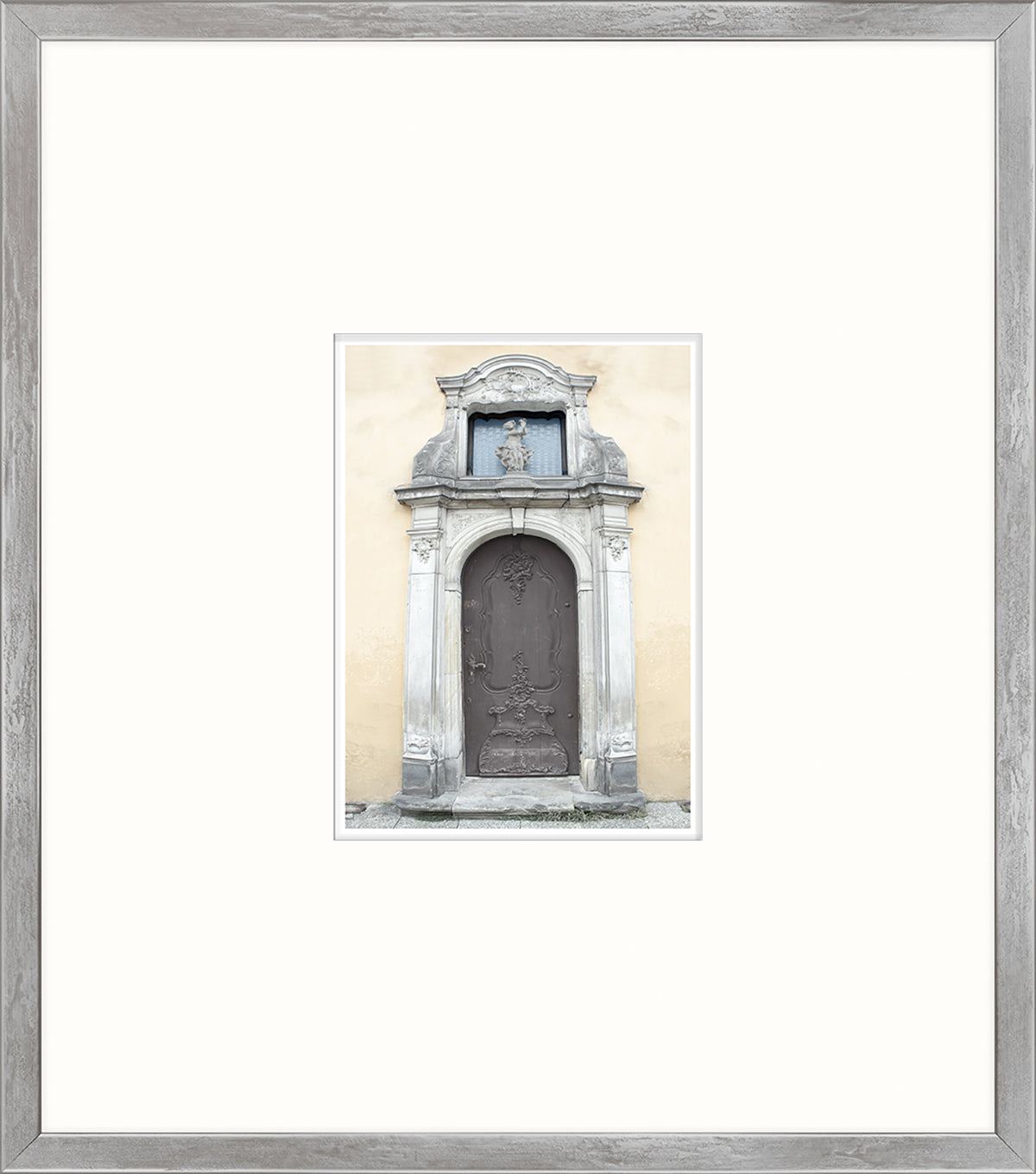 Pastel Revival Series XVII wall art featuring a decorative door with a gray frame and beige wall background.