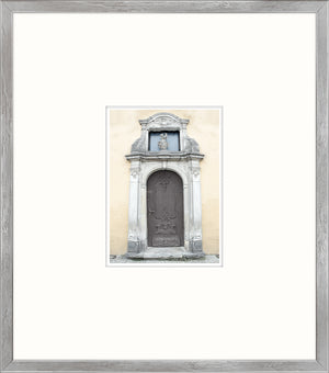 Pastel Revival Series XVII wall art featuring a decorative door with a gray frame and beige wall background.