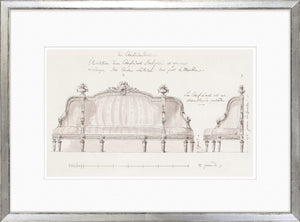 De Lalonde Design VIII wall art featuring a detailed sketch of an ornate sofa with decorative elements.