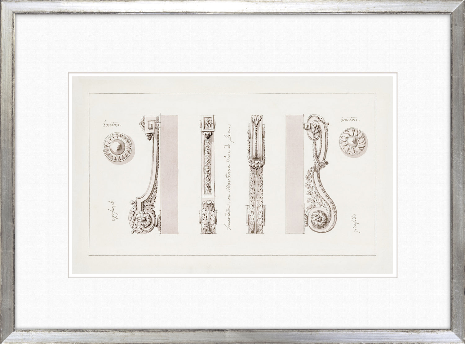 De Lalonde Design IX wall art featuring detailed architectural sketches in sepia tones.