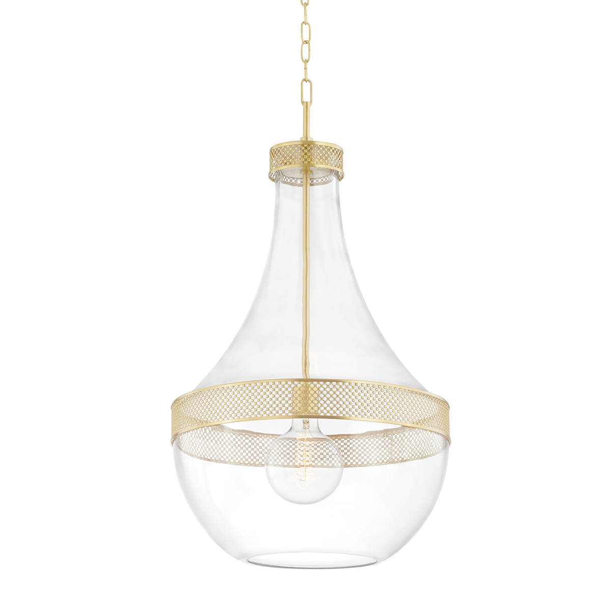 Hagen Pendant 17.5" in aged brass — a Hudson Valley pendant for kitchens, entries, and dining rooms at Laurie Yapp Home.