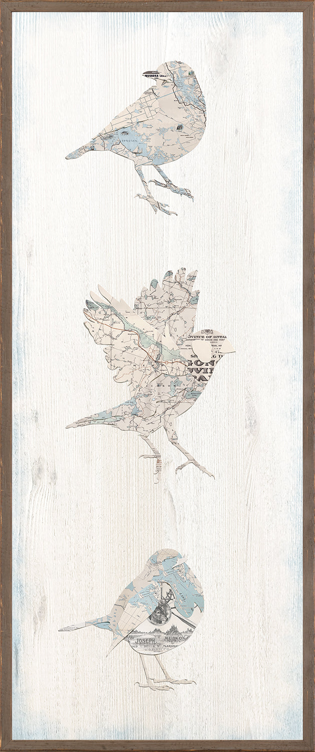Vintage Map Bird Panel I