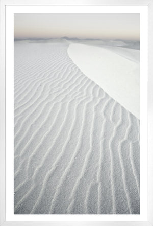 White Sands I wall art featuring textured white sand dunes with soft gradients.