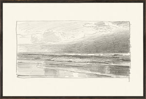 Richards – Folio, Graphite Seascape V – 1870, a monochrome sketch of ocean waves and clouds