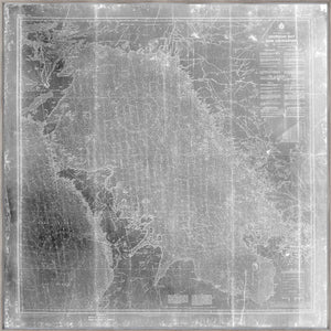 Georgian Bay Nautical Chart wall art in black and white, detailed map with nautical lines and labels.