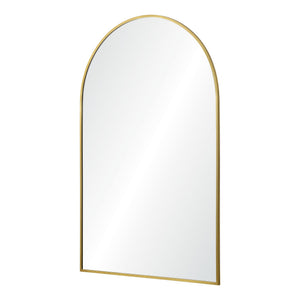 Durness mirror with an arched top and a gold frame, showcasing a reflective surface.