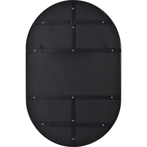 Back view of Webster mirror displaying the black backing and mounting hardware.