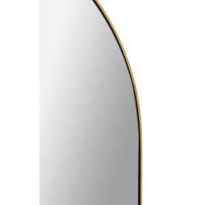 Close-up of Thatcher mirror showing the arched top and gold leaf frame detail.