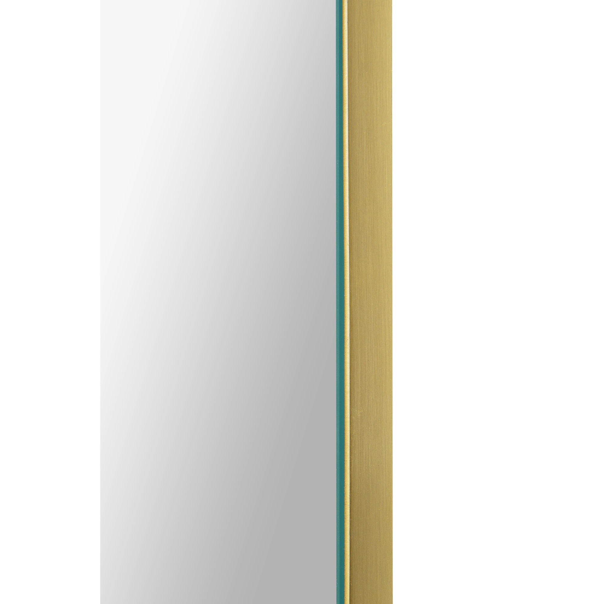 Beckah mirror by Renwil, vertical side view showcasing the gold frame and reflective surface.