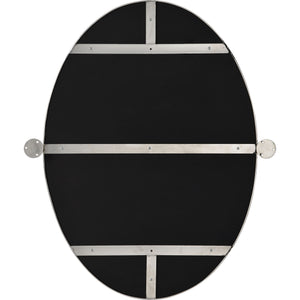 Back view of Azalea mirror showing black backing and metal support bars.