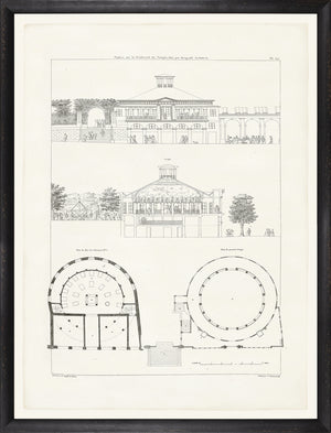 Parisienne Plan I Circa 1745-1810 wall art depicting architectural drawings in black and white.