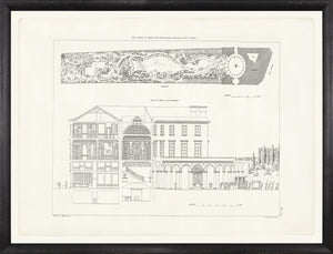 Parisienne Plan VII Circa 1745-1810 wall art featuring architectural drawings and garden plans.