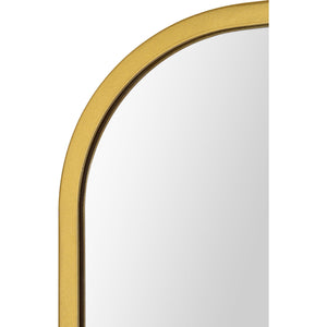 Close-up of Merrimack mirror's gold frame with a smooth, rounded edge.