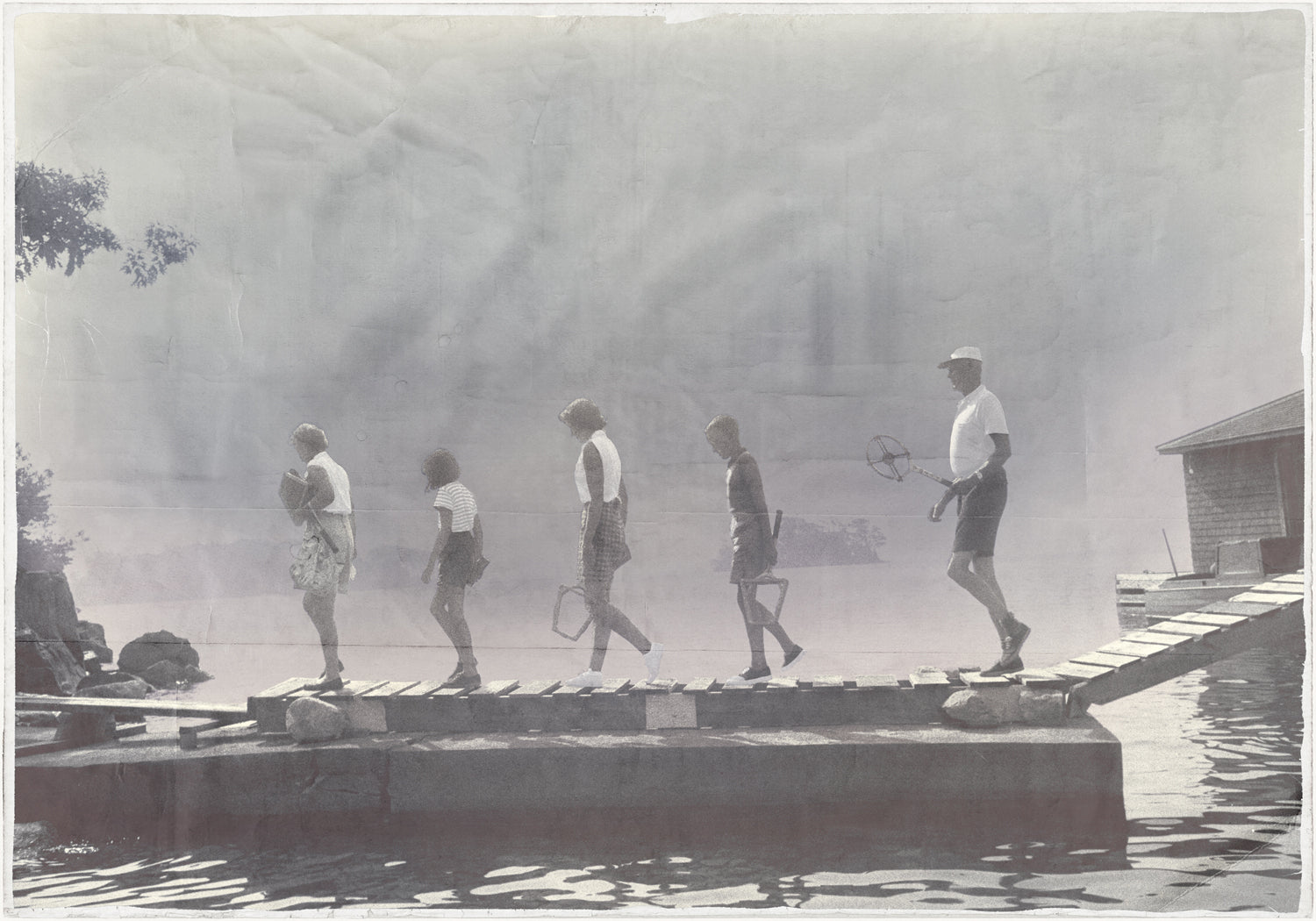 Indigo Stained – Morning Tennis — figurative fine art print in cool tones at Laurie Yapp Home