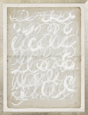 Restoration Paper VIII wall art featuring white abstract brush strokes on a textured beige background.