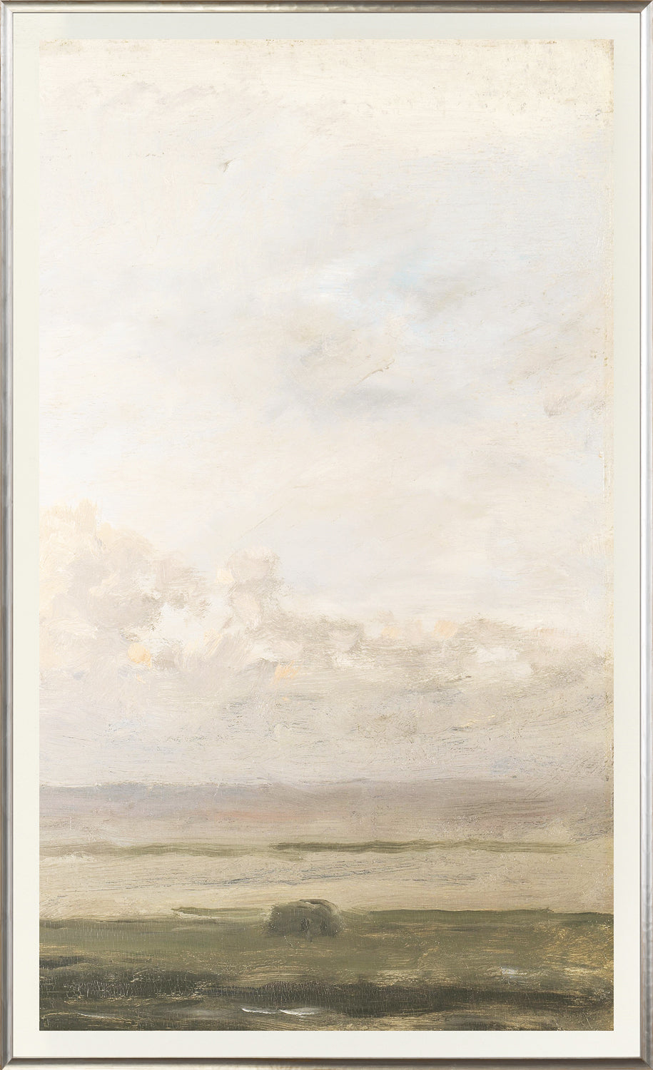 Beach at Ebb Tide wall art featuring soft pastel colors and abstract landscape.