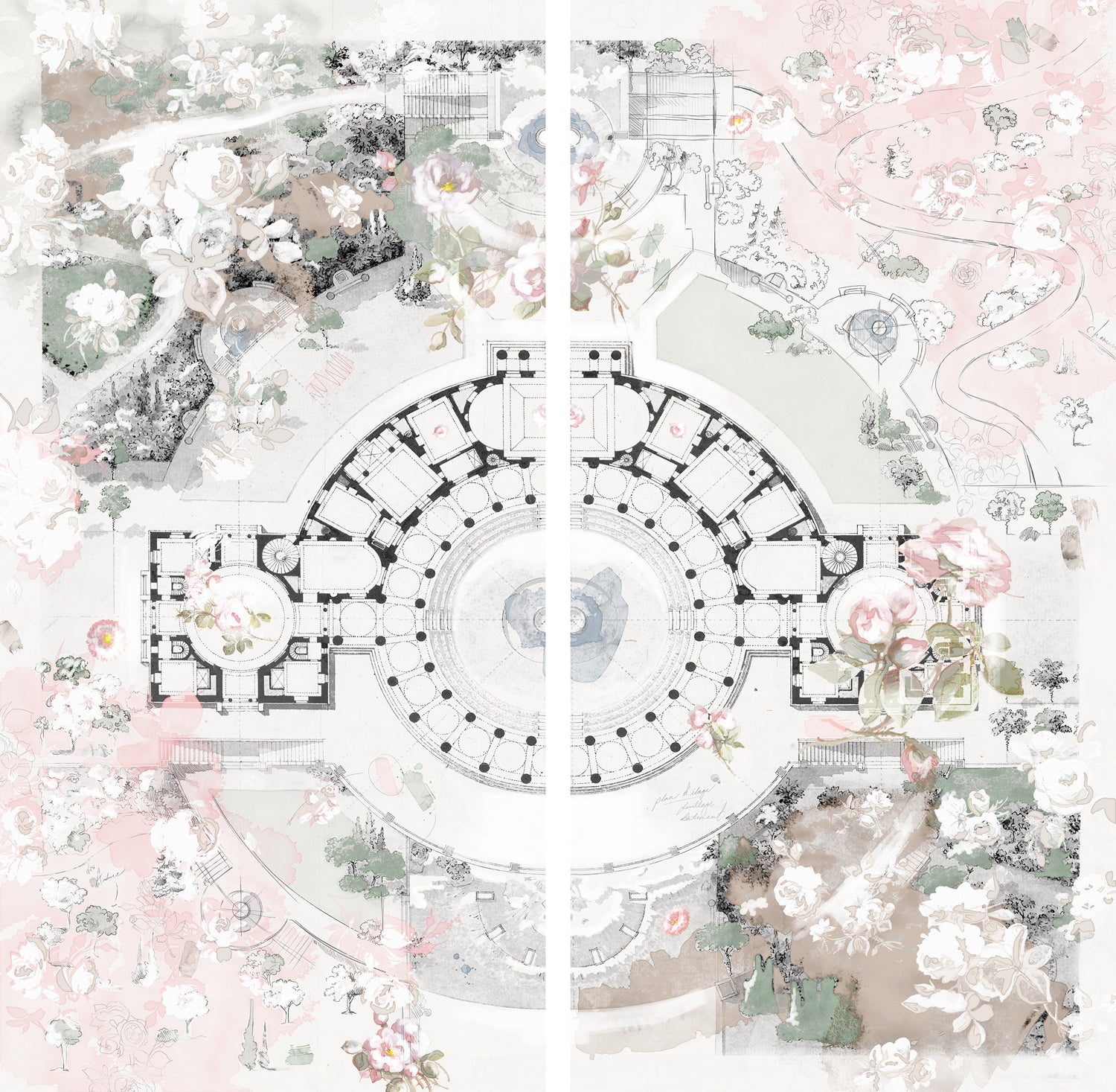 Roman Villa Rose — architecture and travel fine art print shown from another angle