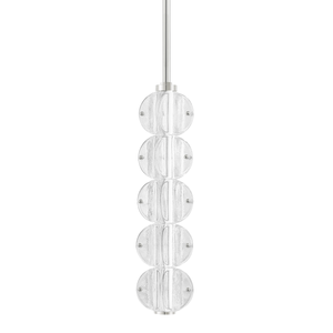 Lindley Pendant in polished nickel shown from a second angle to highlight the shade shape and metal detail.