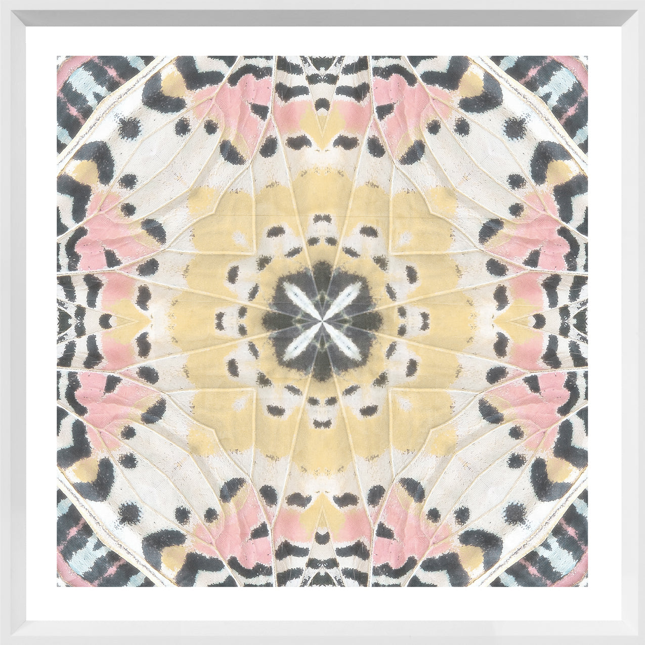 Wing Detail IV wall art featuring a symmetrical butterfly wing pattern in soft pastel colors.