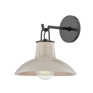Pottersville Wall Sconce in dark bronze shown from a second angle to highlight the arm curve and shade silhouette.