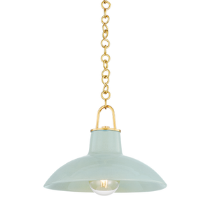 Pottersville Pendant 12.5" in aged brass — a Hudson Valley pendant for kitchens, entries, and dining rooms at Laurie Yapp Home.
