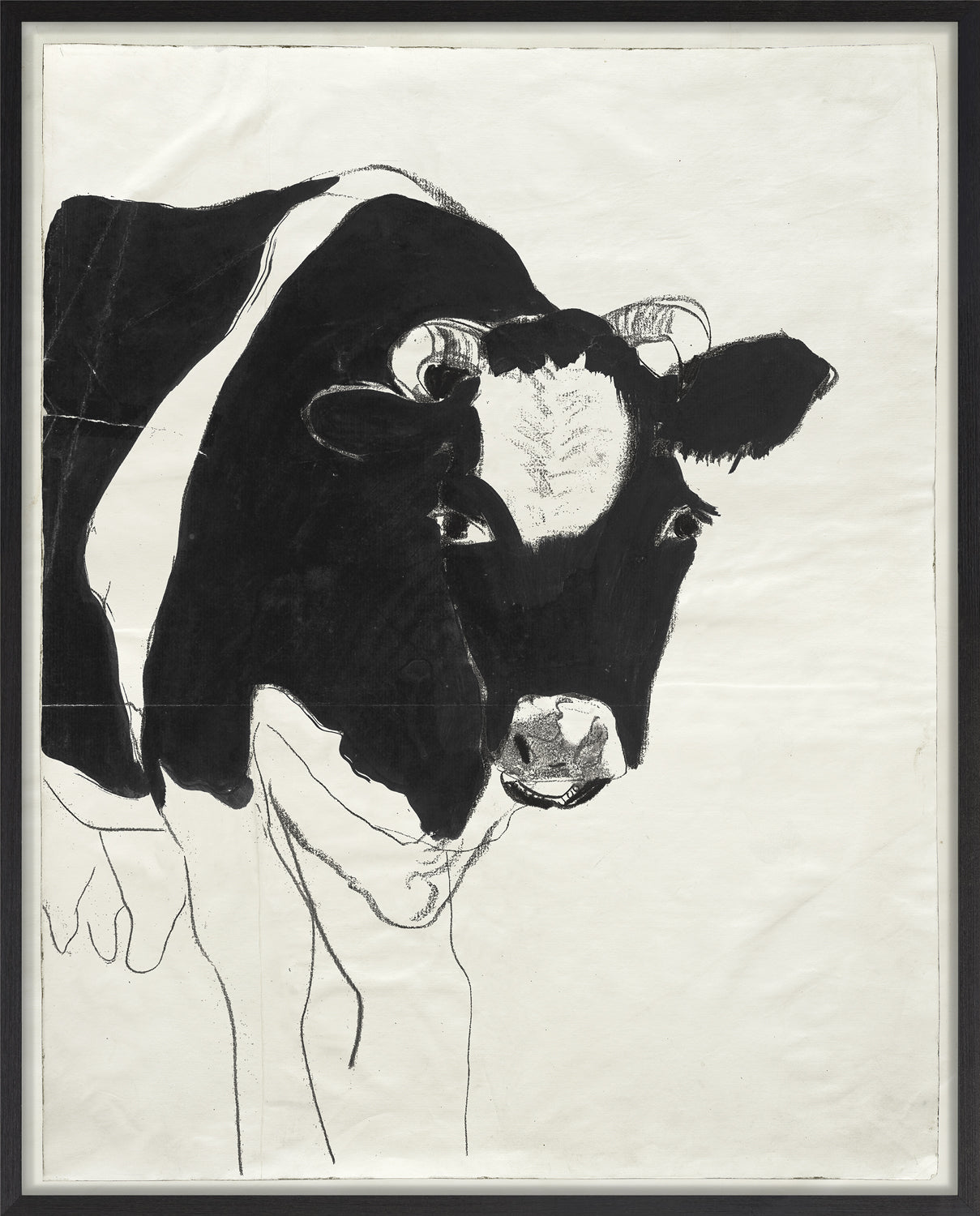 Cachet – Cow wall art featuring a black and white illustration of a cow's head.