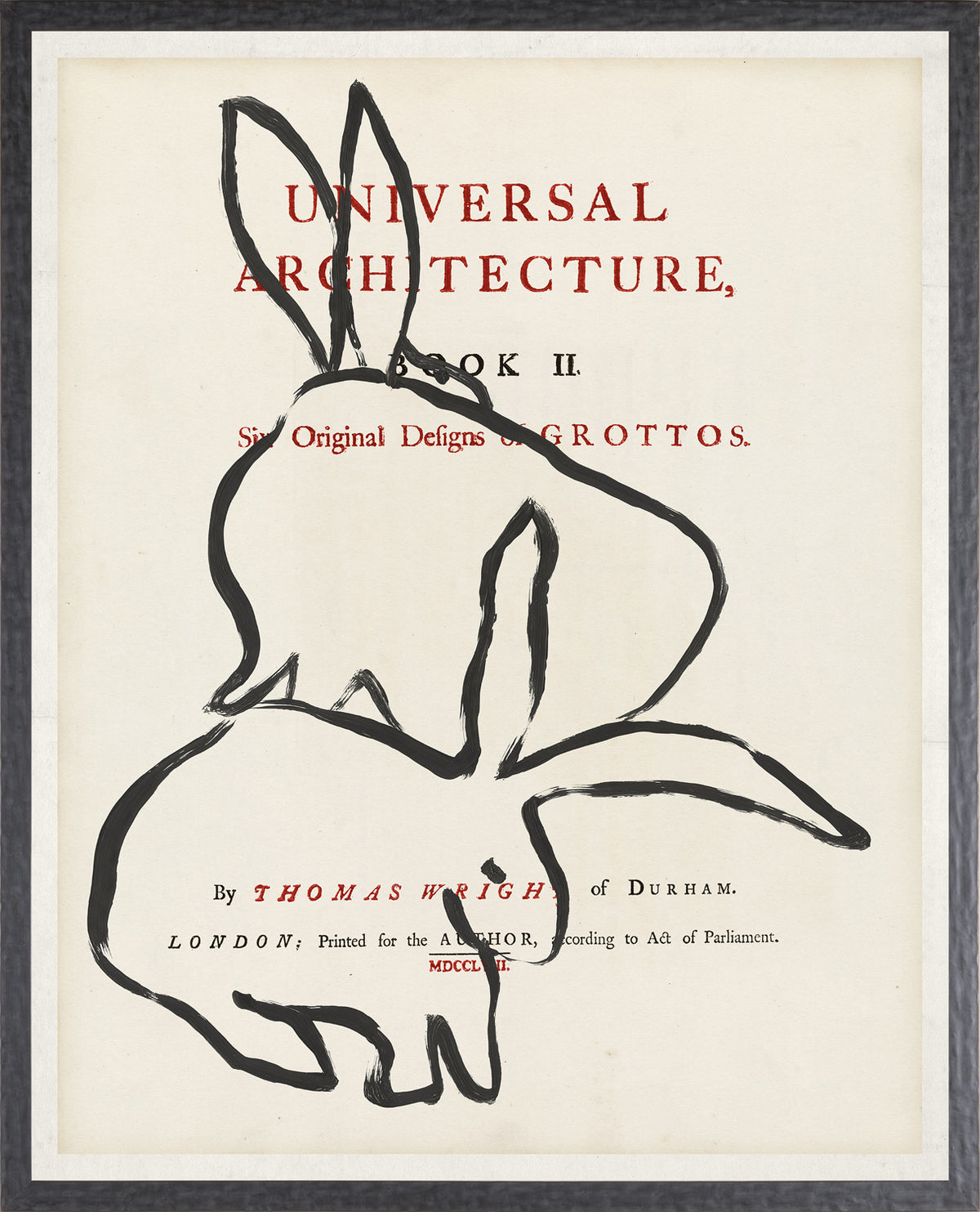 Frontispiece – Rabbits wall art featuring rabbit silhouettes on vintage book page