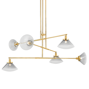 Mendon Chandelier in aged brass — a Hudson Valley chandelier for dining rooms, entries, and living rooms at Laurie Yapp Home.