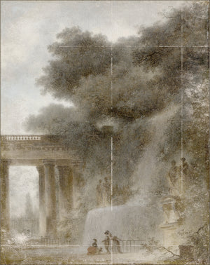 Fragonard – The Cascade framed art print, 44 × 56 in