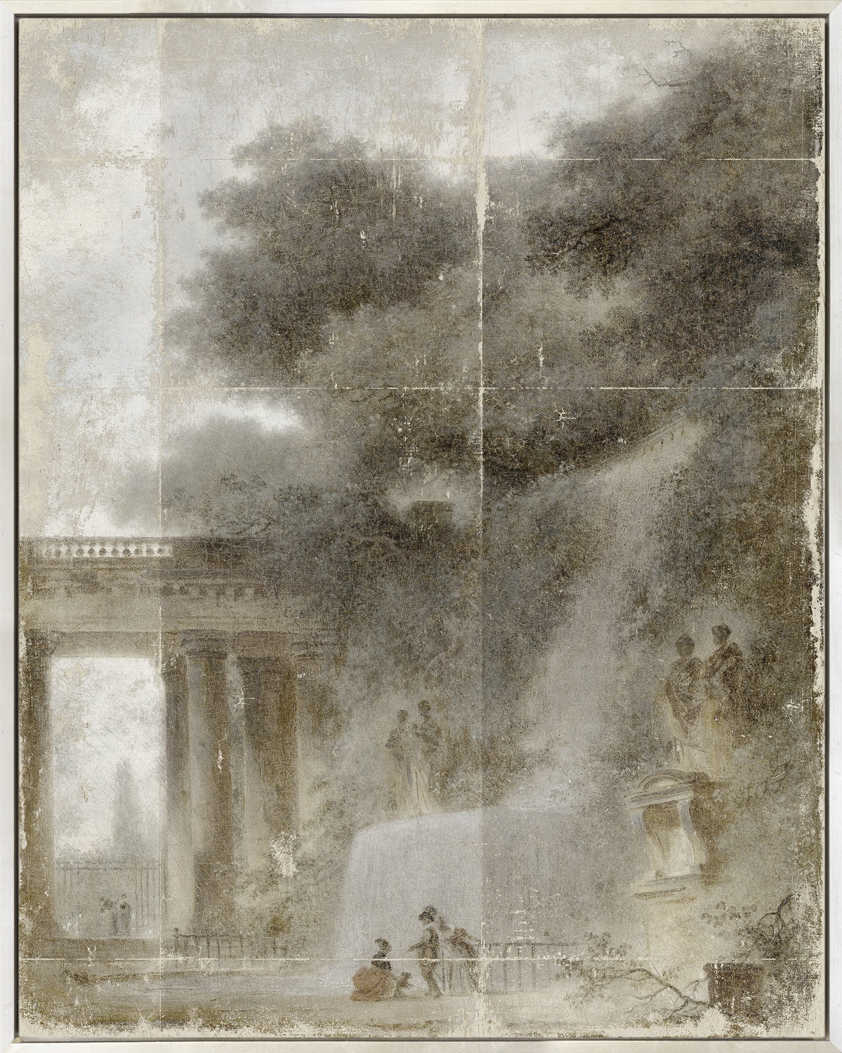 Fragonard – The Cascade framed art print, 45 × 57 in