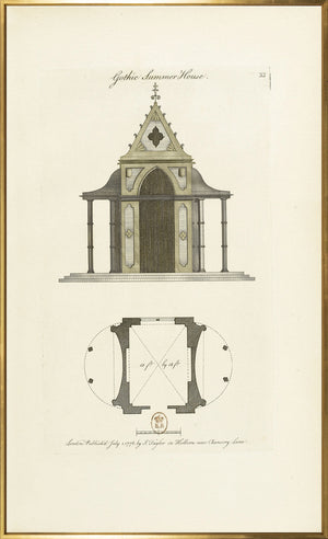 Engraving Gothic Summer House 1778 framed art print